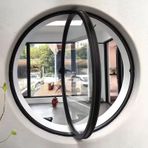 Yuvarlak pencere, alüminyum çerçeveli ve temperli cam, 360 ° dönen pencere, havalandırma penceresi, iç mekan, banyo, mutfak, yatak odası, oturma odası (siyah + şeffaf