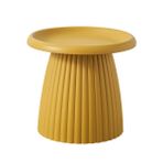 Yuvarlak Plastik Sehpa Modern İskandinav Mantar Tarzı Küçük Balkon Yan Sehpa Basit Sarı Nervürlü Tasarım 20 "U x 20" G x 18" Y