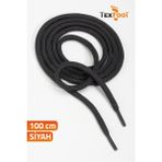 Yuvarlak Polyester Spor Ayakkabı ve Bot Bağcığı - Siyah - 100 cm