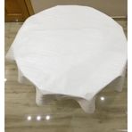 Yuvarlak PVC Masa Örtüsü, Astarlı Muşamba, 140 cm, Beyaz