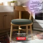 Yuvarlak Sandalye Minderi | Mutfak, Balkon, Bahçe Minderi | Bağcıklı Yıkanabilir Sünger Minder (Gri)