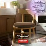 Yuvarlak Sandalye Minderi | Mutfak, Balkon, Bahçe Minderi | Bağcıklı Yıkanabilir Sünger Minder (Kahverengi)