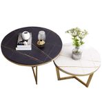 Yuvarlak sehpa iç içe geçme sehpa, yuvarlak uç/yan sehpalar, 2'li set, sehpa sehpası, iç içe modern metal çerçeve ayaklar, kanepe masası, oturma odası için açık raf