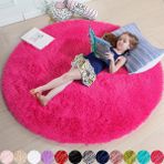 Yuvarlak Shaggy Halı Açık Kırmızı 120x120 cm Süper Yumuşak Erkek Kız Yatak Odası Ev Dekor Yurt Odası Oturma Odası