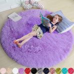 Yuvarlak Shaggy Mor Halı 120x120 cm Ultra Yumuşak Erkek Kız Yatak Odası Ev Dekor Yurt Odası Oturma Odası