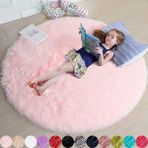 Yuvarlak Shaggy Pembe Halı 60x60 cm Süper Yumuşak Erkek Kız Yatak Odası Ev Dekor Yurt Odası Oturma Odası