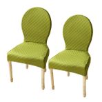 Yuvarlak Sırt için 2/4/6 Streç Yemek Sandalyesi Kılıfı Seti, Modern Oval Tasarım, Kolçaksız, Masif Ahşap Ayaklar - Fasulye Yeşili - Ev Dekoru için Mükemmel