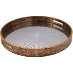 Yuvarlak Sunburst Dekoratif Sehpa Vanity Tepsi, Hafif Akrilik Cam Mum Vazo Tutucu