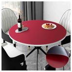 Yuvarlak Suni Deri Masa Örtüsü - Yağa Dayanıklı, Silinebilir, Isıya Dayanıklı Yemek ve Sehpalar için Masa Koruyucu Paspaslar - Çift Taraflı Dekoratif Vinil Kapak (50 cm, Renk)