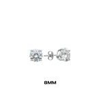Yuvarlak Tırnaklı Zirkon Tektaş Rodyumlu Vidalı Unisex Gümüş Küpe 8Mm [Oysy139]