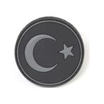 Yuvarlak Türk Bayrağı Siyah Taktik Askeri Peç - Patch Siyah