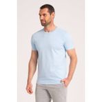 Yuvarlak Yaka Normal Fit Erkek Mavi Tişört, %100 Pamuk Basic Erkek Tshirt - XXL