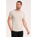 Yuvarlak Yaka Normal Fit Erkek Sand Tişört, %100 Pamuk Basic Erkek Tshirt - Bej
