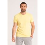 Yuvarlak Yaka Normal Fit Erkek Sarı Tişört, %100 Pamuk Basic Erkek Tshirt - XXL