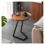 Yuvarlak Yan Sehpa Küçük Uçlu, Modern Başucu Sehpası, Atıştırmalık Akşam Yemeği, Oturma Odası, Yatak Odası, Ofis, Balkon için TV Tepsisi (Doğal-B, 50 x 60 cm)