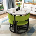 Yuvarlak yemek masası seti, 4-80 cm, yerden tasarruf sağlayan küçük masa, mutfak, daire, ofis, balkon, kafe, restoran ve salon için, kahvaltı, akşam yemeği ve toplantılar için ideal