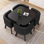 Yuvarlak yemek masası seti, 5 parça, 4 sandalyeli, modern 80 cm, oturma odası, ofis veya mutfak için masa, resepsiyon alanı için çağdaş tarz mobilyalar, küçük mekanlar için şık yemek takımı