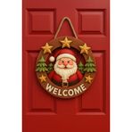 Yuvarlak Yıldızlı Noel Babalı Yılbaşı Ahşap Kapı Yılbaşı Süsü Yılbaşı Temalı Hediyeler (23-23 cm)