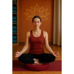 Yuvarlak Yoga & Meditasyon Minderi Lotus Çiçeği Baskılı %100 Duck Kumaş Kalıp Sünger - Bordo