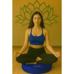 Yuvarlak Yoga & Meditasyon Minderi Lotus Çiçeği Baskılı %100 Duck Kumaş Kalıp Sünger - Saks Mavi