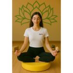 Yuvarlak Yoga & Meditasyon Minderi Lotus Çiçeği Baskılı %100 Duck Kumaş Kalıp Sünger - Sarı