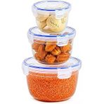 Yuvarlak%100 Sızdırmaz İç İçe Geçebilen Saklama Kabı Seti Contalı Kapak Su Hava Sızdırmaz Kapaklı Saklama Takımı Yemek, Çorba, Meyve Kuruyemiş Bakliyat Kapları (3'Lü Set (625-1200-2100 Ml))