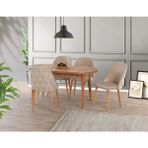 Yuvaset Home Uyar Antik Çam 4 Adet Elit Sandalye 90*160+30 Kelebek Açılabilir Masa Takımı - Kahverengi