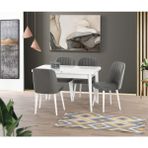 Yuvaset Home Uyar Beyaz 4 Adet Havuz Salon Sandalye 75*130+30 Kelebek Açılır Masa Takımı - Beyaz - Gri