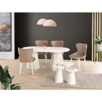 Yuvaset Home Uyar Beyaz 4 Adet Kelebek Sandalye 90*160 Pota Sabit Masa Takımı