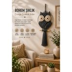 Yuvika El Yapımı Makrome Baykuş Duvar Süsü Dekoratif Bohem Ev Balkon Salon Oda Duvar Dekoru 36-46-56 cm