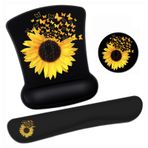 Yuxcfhjfe Ergonomik fare altlığı, bilek desteği jel ve klavye bilek desteği seti, dizüstü bilgisayar, Mac, oyun ve ofis için çiçek desenli ayçiçeği ve kelebekler, dayanıklı, rahat ve ağrı kesici + altlık