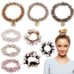 YUXIANLB 9 adet inci saç bağları elastik saç Scrunchies Strentch tutun kristal boncuklar saç halat toplu esnek at kuyruğu tutucu Boho el yapımı inci saç aksesuarları kadınlar kızlar için hediye