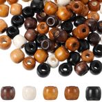YUXIANLB Ahşap Boncuklar Büyük Delikli Vintage Yuvarlak Doğal Boncuklar 5 Renk 150 Adet Saç Boncukları Ara Parça Gevşek Boncuklar Kendin Yap El Sanatları Dekor Takı Yapımı Bilezikler Makrome Tespih