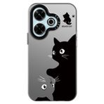 YUXING Xiaomi Redmi 13 4G / Poco M6 4G için Kılıf Çiçekli Hayvan Grafiti Sanat Desenli Tasarım Siyah Arka Kapak İnce İnce Darbeye Dayanıklı Tampon Koruyucu Kılıf, Kedi