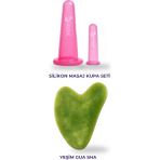 Yüz Masaj Seti, Yüz Yoga Seti, Silikon Masaj Kupasi ve Gua Sha Set