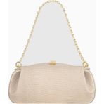 Yuzefi Oyster Embossed Lizard %100 Deri, Lüks Italyan Clutch ve Omuz Çantası - Krem