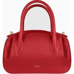 Yuzefi Oyster Mini Duffle Pebble %100 Deri Lüks Italyan Omuz Çantası - Kırmızı