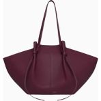 Yuzefi Small Mochi Bordo, Grained Deri Lüks Tote ve Ayarlanabilir Omuz Çantası