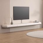 Yüzen TV Rafı, Modern Duvara Monte TV Sehpası, 71/79 inç Masif Ahşap Yüzer Konsol, Saklama Çekmeceli Konsol, Oturma Odası ve Yatak Odası için Şık TV Dolabı (Bej, 180x15x30cm)