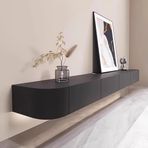 Yüzen TV standı, duvara monte edilmiş TV cihazı, siyah yüzen TV dolabı, TV konsolu, TV konsolu, eğlence muhafazalı, oturma odası ve ofis için (siyah, 240 cm