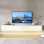 Yüzer TV Rafı, Duvara Monte Çekmeceli Yüzer TV Ünitesi, Yandan Açılır ve Açılır Kapılar, Oturma Odası ve Yatak Odası için Modern Medya Konsolu, Beyaz (240x20x30cm)