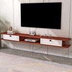 Yüzer Tv Rafı, Duvara Monte Yüzer TV Standı, Depolama - Medya Konsolu Eğlence Ünitesi, 2 Çekmeceli, Modern Ev Mobilyaları, Oyun Rafı, 120x24x18cm, Renk C