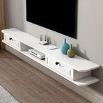 Yüzer TV Rafı, Duvara Monte Yüzer TV Standı Rafı - Eğlence ve Oyun için 2 Çekmeceli Modern Medya Konsol Dolabı, Şık Ev Mobilyaları Ünitesi (Renk: B, Boyut: 140x24x18cm)