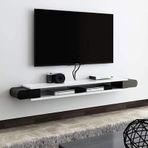Yüzer Tv Rafı, Duvara Monte Yüzer TV Standı ve Medya Konsolu Rafı, Oyun ve Depolama için Beyaz Eğlence Merkezi, 130x24x13cm Modern Tasarım Kabin Ünitesi