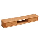 Yüzer TV Rafı, Retro Ahşap Yüzer TV Sehpası, Duvara Monte TV Konsolu 2 Çekmeceli, Tamamen Montajlı, Oturma Odası ve Ofis için Şık TV Dolabı, Turuncu Kaplama, 47"x9"x6"