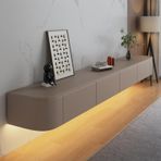 Yüzer TV Rafı, Yüzer TV Ünitesi - Kapılı Duvara Monte Medya Konsolu, Oturma Odası ve Yatak Odası için Şık Yüzer Raflar, Haki, 160CM/63.0IN, Modern Tasarım TV Depolama Çözümü