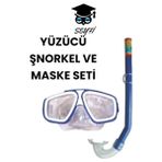 Yüzücü Maske ve Şnorkel Seti - Mavi
