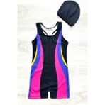 Yüzücü Şortlu Kız Çocuk Mayo ( Boneli ) - Beyaz - Fuşya - Pembe - 11 - 12 Yaş