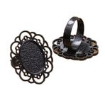 Yüzük Tabanı Ham Parçası, 40 Adet Oval Kabaşon Yüzük Boş Çerçeve Çok Renkli 2 Boyutlu Desenli Cam(Black,Fit 18x25mm)