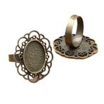 Yüzük Tabanı Ham Parçası, 40 Adet Oval Kabaşon Yüzük Boş Çerçeve Çok Renkli 2 Boyutlu Desenli Cam(Bronze,Fit 18x25mm)